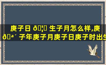 庚子日 🦅 生子月怎么样,庚 🪴 子年庚子月庚子日庚子时出生的人